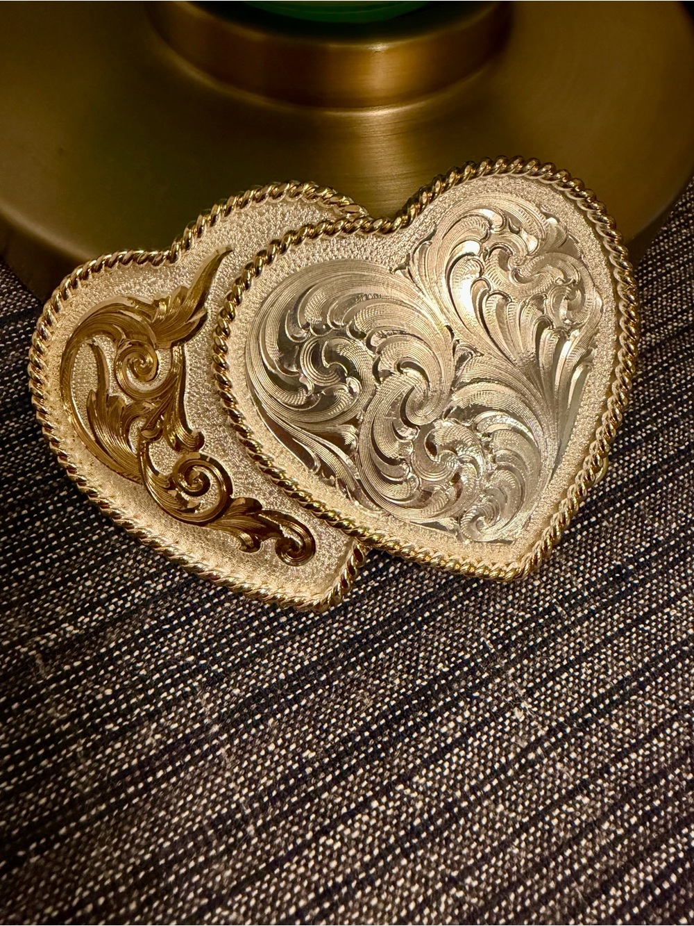 Montana Silversmiths Vintage Gold and Silver Heart Belt Buckle